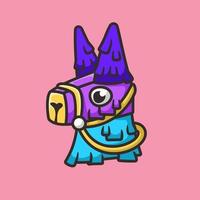 Pinata llama cartoon mascot character vector illustration, flat design style