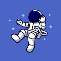 Astronaut flying mascot cartoon character, flat design style vector