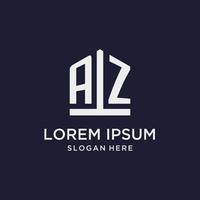 AZ initial monogram logo design with pentagon shape style vector