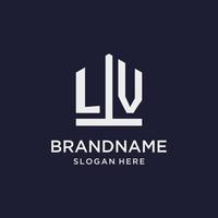 LV initial monogram logo design with pentagon shape style vector