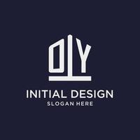 OY initial monogram logo design with pentagon shape style vector