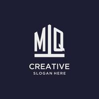 MQ initial monogram logo design with pentagon shape style vector