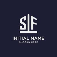 SF initial monogram logo design with pentagon shape style vector