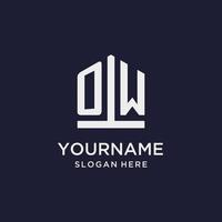 OW initial monogram logo design with pentagon shape style vector