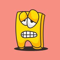 Gold face cartoon mascot, flat design style vector