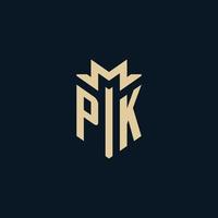 pk inicial para logotipo de bufete de abogados, logotipo de abogado, ideas de diseño de logotipo de abogado vector