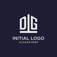 DG initial monogram logo design with pentagon shape style vector