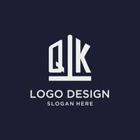 QK initial monogram logo design with pentagon shape style vector