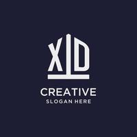 XD initial monogram logo design with pentagon shape style vector