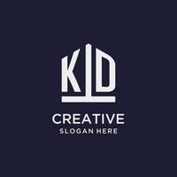 KD initial monogram logo design with pentagon shape style vector