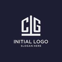 CG initial monogram logo design with pentagon shape style vector