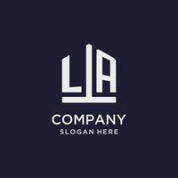 LA initial monogram logo design with pentagon shape style vector