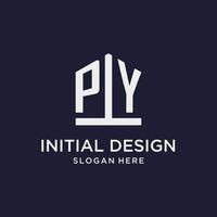 PY initial monogram logo design with pentagon shape style vector