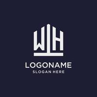 WH initial monogram logo design with pentagon shape style vector