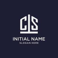 CS initial monogram logo design with pentagon shape style vector