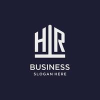 HR initial monogram logo design with pentagon shape style vector