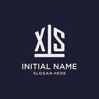 diseño de logotipo de monograma inicial xs con estilo de forma de pentágono vector