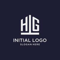HG initial monogram logo design with pentagon shape style vector