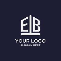 EB initial monogram logo design with pentagon shape style vector