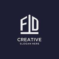 FD initial monogram logo design with pentagon shape style vector