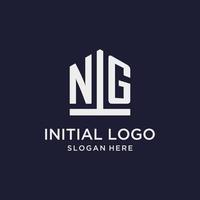 NG initial monogram logo design with pentagon shape style vector