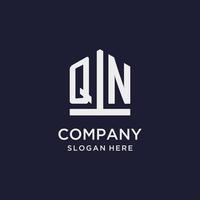 QN initial monogram logo design with pentagon shape style vector