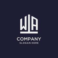 WA initial monogram logo design with pentagon shape style vector