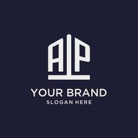 AP initial monogram logo design with pentagon shape style vector