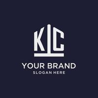 KC initial monogram logo design with pentagon shape style vector