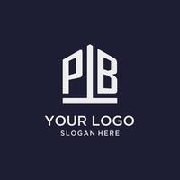 PB initial monogram logo design with pentagon shape style vector