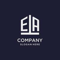 EA initial monogram logo design with pentagon shape style vector