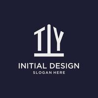 TY initial monogram logo design with pentagon shape style vector