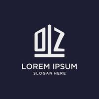 OZ initial monogram logo design with pentagon shape style vector