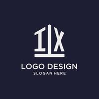 IX initial monogram logo design with pentagon shape style vector