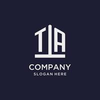 TA initial monogram logo design with pentagon shape style vector