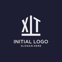 XT initial monogram logo design with pentagon shape style vector