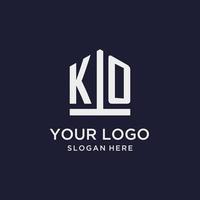 KO initial monogram logo design with pentagon shape style vector