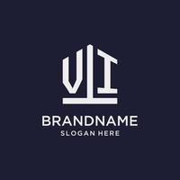 VI initial monogram logo design with pentagon shape style vector