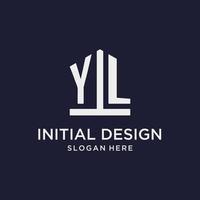 YL initial monogram logo design with pentagon shape style vector