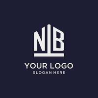 NB initial monogram logo design with pentagon shape style vector