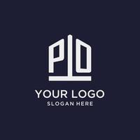 PO initial monogram logo design with pentagon shape style vector