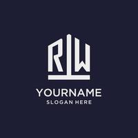 RW initial monogram logo design with pentagon shape style vector