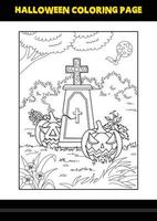 Halloween coloring page for kids. Line art coloring page design for kids. vector