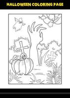 Halloween coloring page for kids. Line art coloring page design for kids. vector