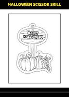 Halloween scissor skill for kids. Halloween scissor skill coloring page for kids. vector