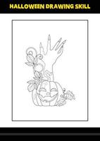 Halloween drawing skill for kids. Halloween drawing skill coloring page for kids. vector