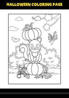 Halloween coloring page for kids. Line art coloring page design for kids. vector