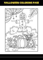 Halloween coloring page for kids. Line art coloring page design for kids. vector