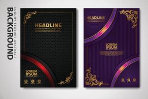 Vector set of cover design template with luxurious color, shine effect and elegance frame on textured background