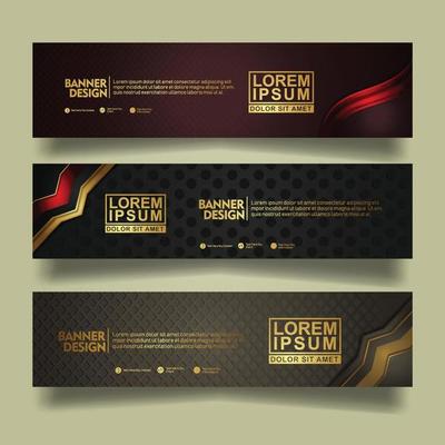 Set banner template design with luxury and elegant lines shape ornament effect on texture pattern background